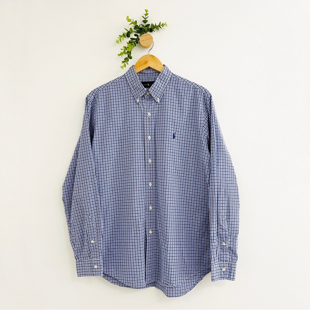 Ralph Lauren Blue White Plaid Button Down Shirt